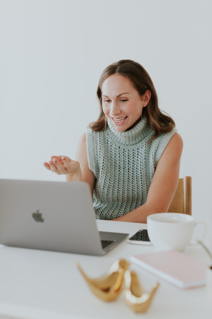 brand-photo-woman-virtual-meeting-laptop-the-frame-charlotte