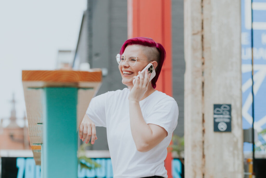 brand-photo-woman-talking-on-phone-camp-north-end-charlotte