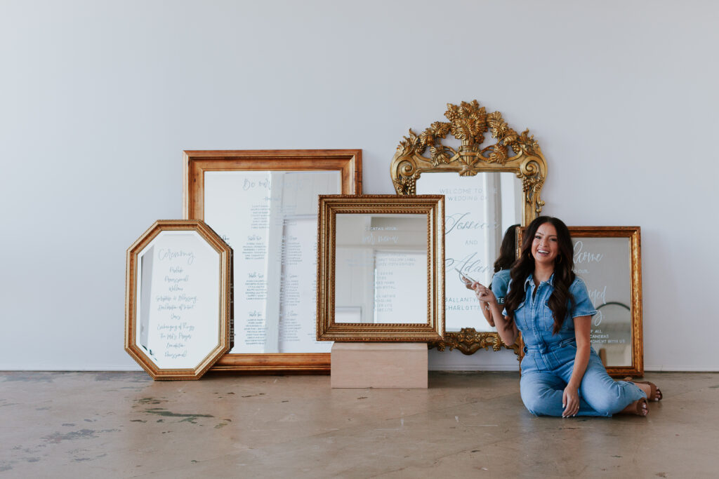 calligrapher-brand-photo-with-custom-hand-lettered-mirror-signs-the-frame-charlotte